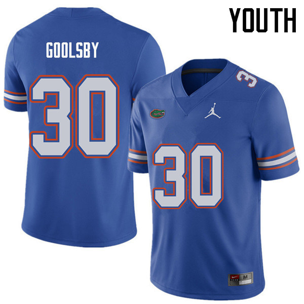 Jordan Brand Youth #30 DeAndre Goolsby Florida Gators College Football Jerseys Sale-Royal - Click Image to Close